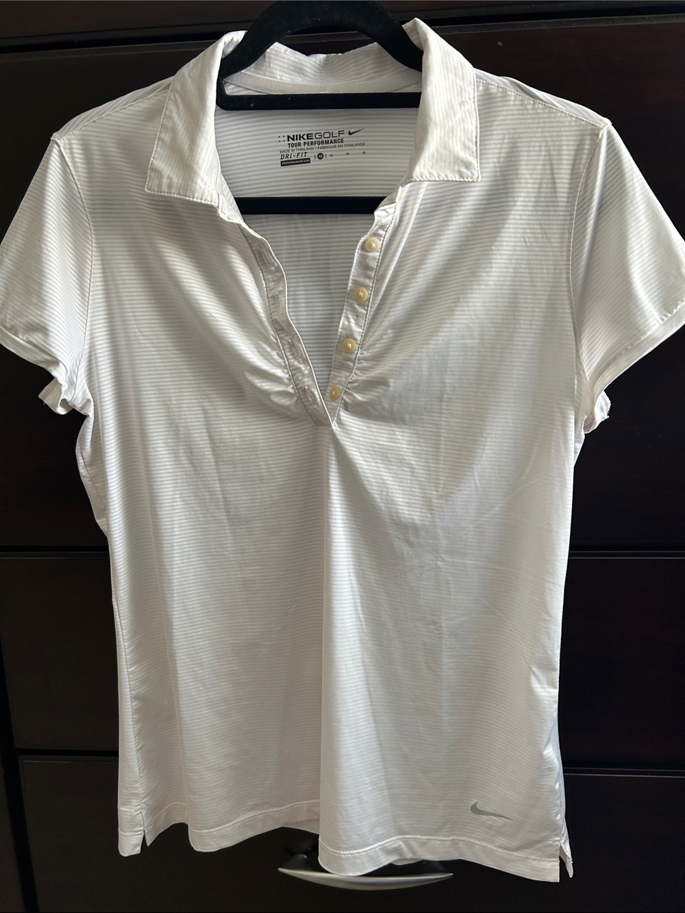 Nike Dry fit Women's White Short-Sleeve Button-Down Golf Polo